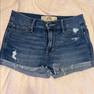 Hollister Blue Jean Shorts High-Waisted Cuffed